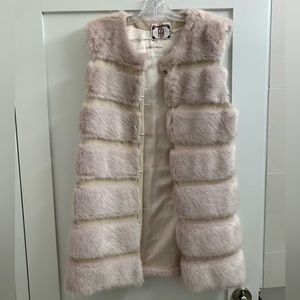 Cream Faux Fur Long Vest